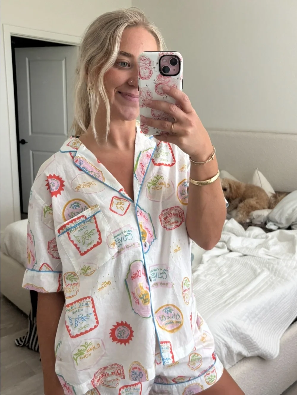 Marshalls White Multicolor Printed Pajama Short Set
